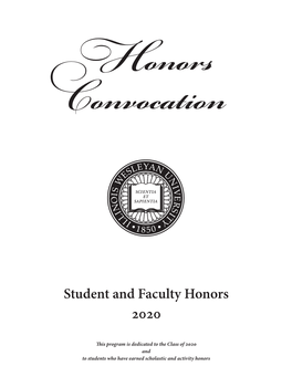Student and Faculty Honors 2020