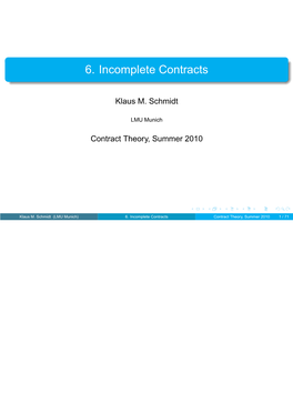 6. Incomplete Contracts