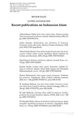 Recent Publications on Indonesian Islam