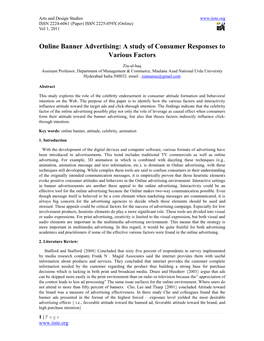 Online Banner Advertising: a Study of Consumer Responses to Various Factors