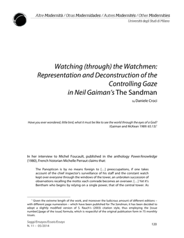 Representation and Deconstruction of the Controlling Gaze in Neil Gaiman’S the Sandman