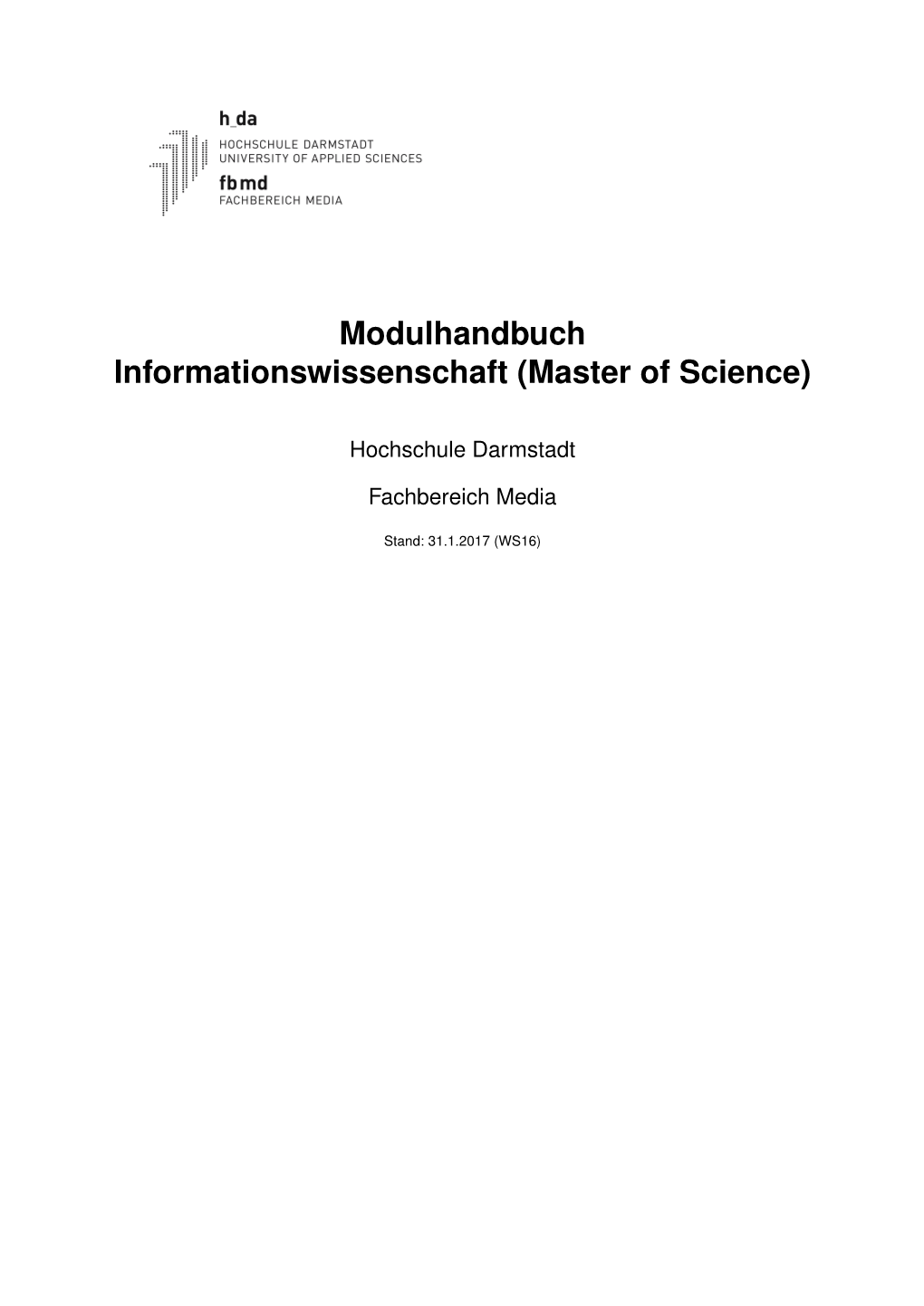 Modulhandbuch Informationswissenschaft (Master of Science)