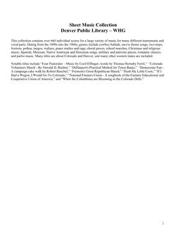 Sheet Music Collection Denver Public Library – WHG