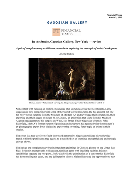 In the Studio, Gagosian Gallery, New York by Ariella Budick Financial