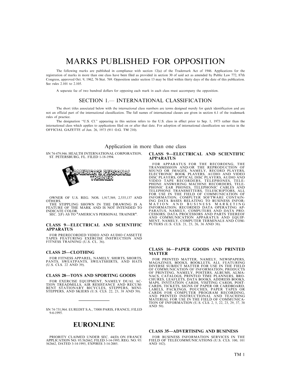 Marks Published for Opposition