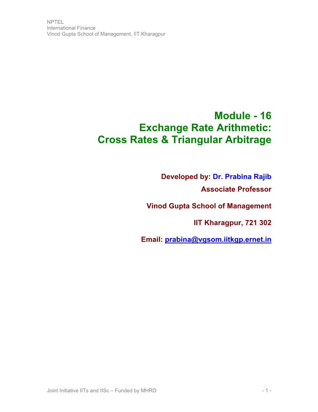 Cross Rates & Triangular Arbitrage