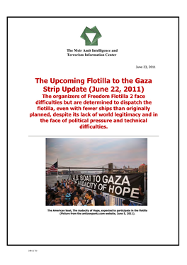 The Upcoming Flotilla to the Gaza Strip