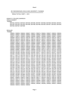 Sheet1 Page 1 DR. RAM MANOHAR LOHIA AVADH UNIVERSITY