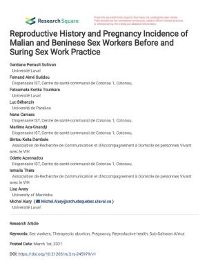 Reproductive History of Malian and Beninese Sex Workers