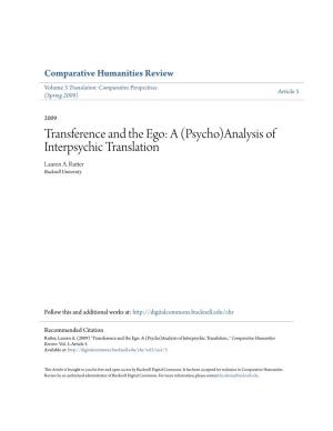 Transference and the Ego: a (Psycho)Analysis of Interpsychic Translation Lauren A