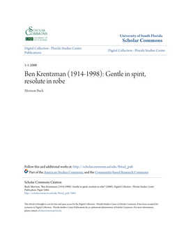 Ben Krentzman (1914-1998): Gentle in Spirit, Resolute in Robe Morison Buck