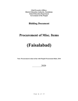 Procurement of Misc. Items