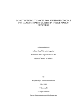 Impact of Mobility Models on Routing Protocols for Various Traffic Classes in Mobile Ad Hoc Networks