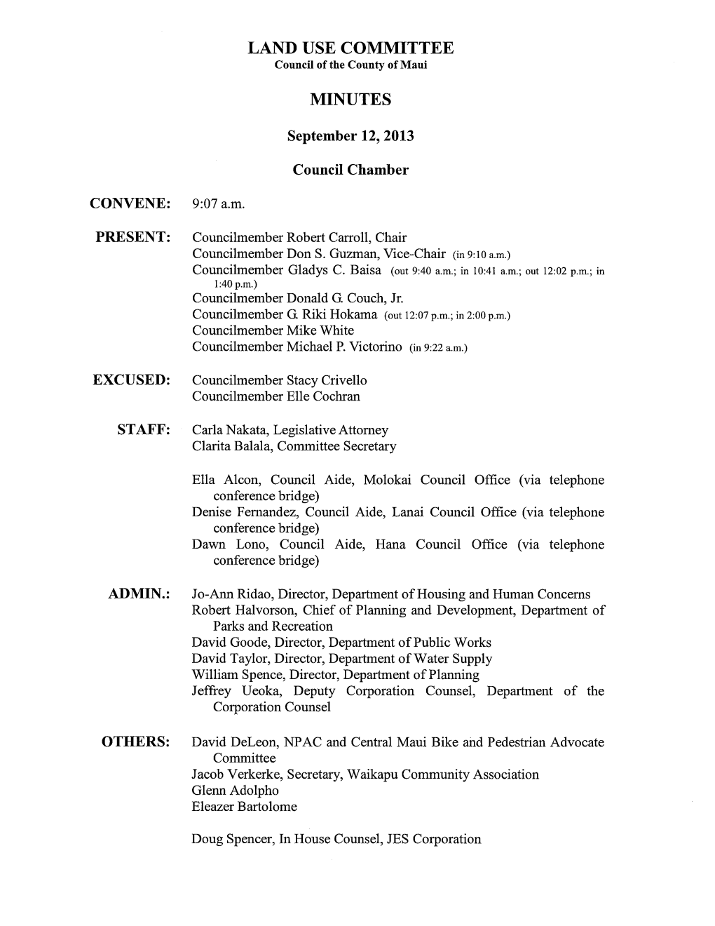 Land Use Committee Minutes