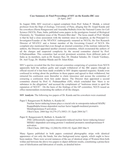 Case Summary & Final Proceedings of SSV on the Kundu-JBC Case 28