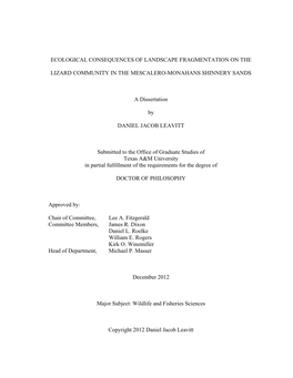 Ecological Consequences of Landscape Fragmentation on The