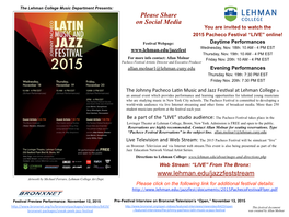 The Jazz Education Network and the Lehman