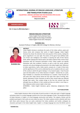 Indian English Literature International Journal Of