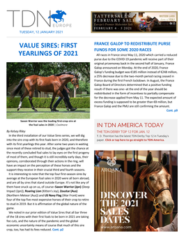 Value Sires: First Yearlings of 2021