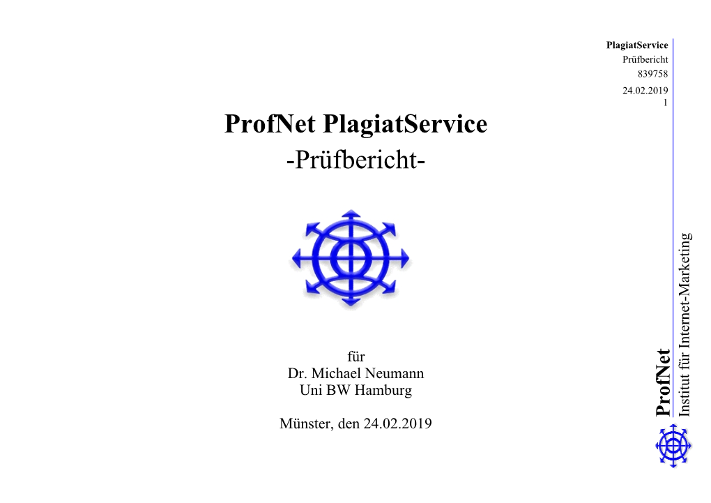 Profnet Plagiatservice -Prüfbericht