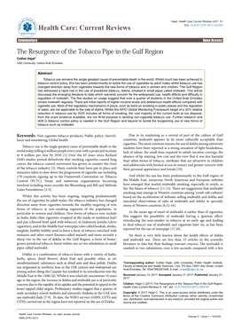 The Resurgence of the Tobacco Pipe in the Gulf Region Cother Hajat* UAE University, United Arab Emirates