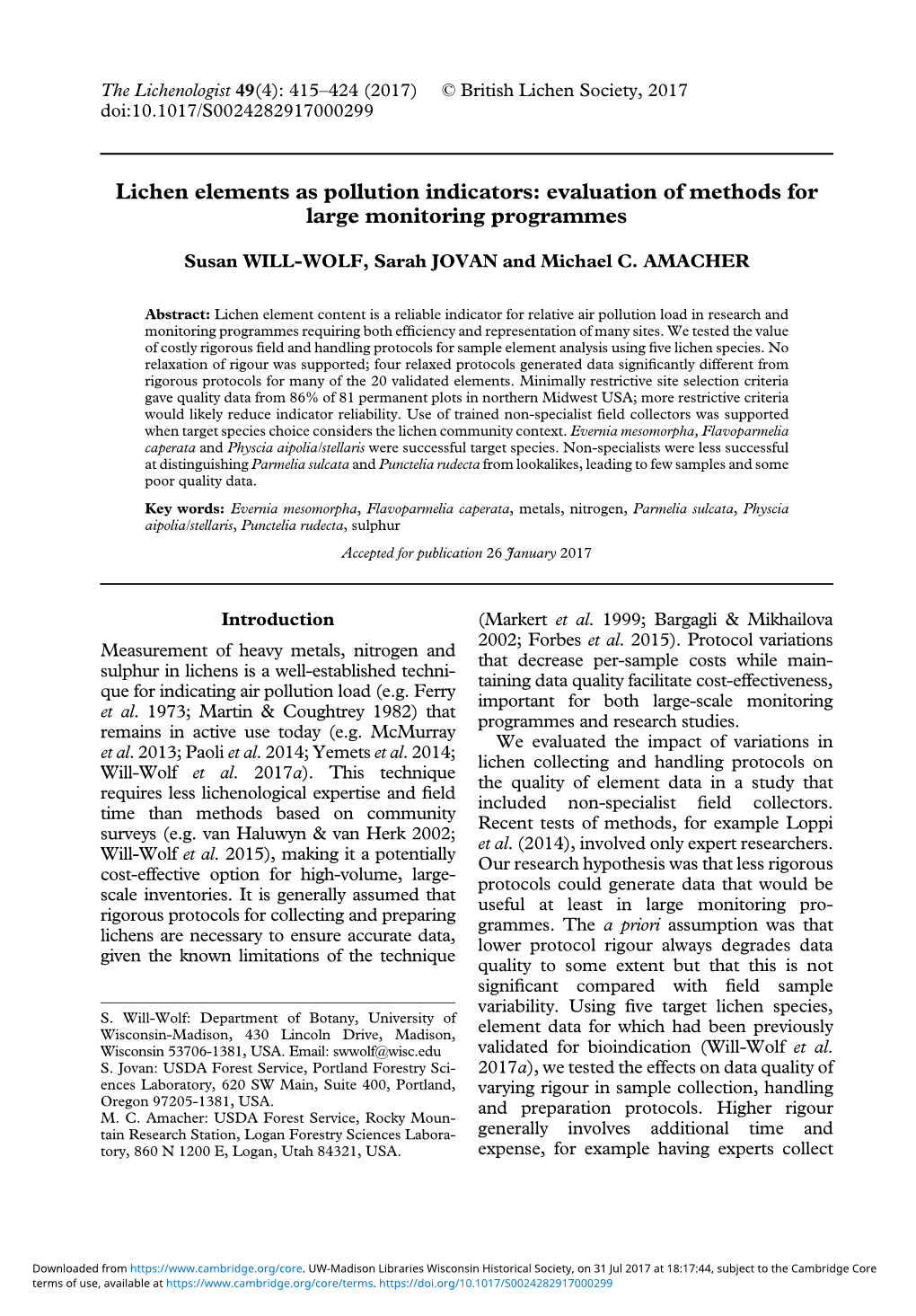 Lichen Elements As Pollution Indicators: Evaluation of Methods for Large Monitoring Programmes