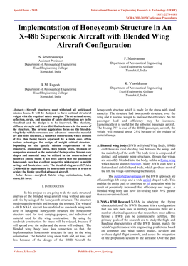 Implementation of Honeycomb Structure in an X-48B Supersonic Aircraft with Blended Wing Aircraft Configuration