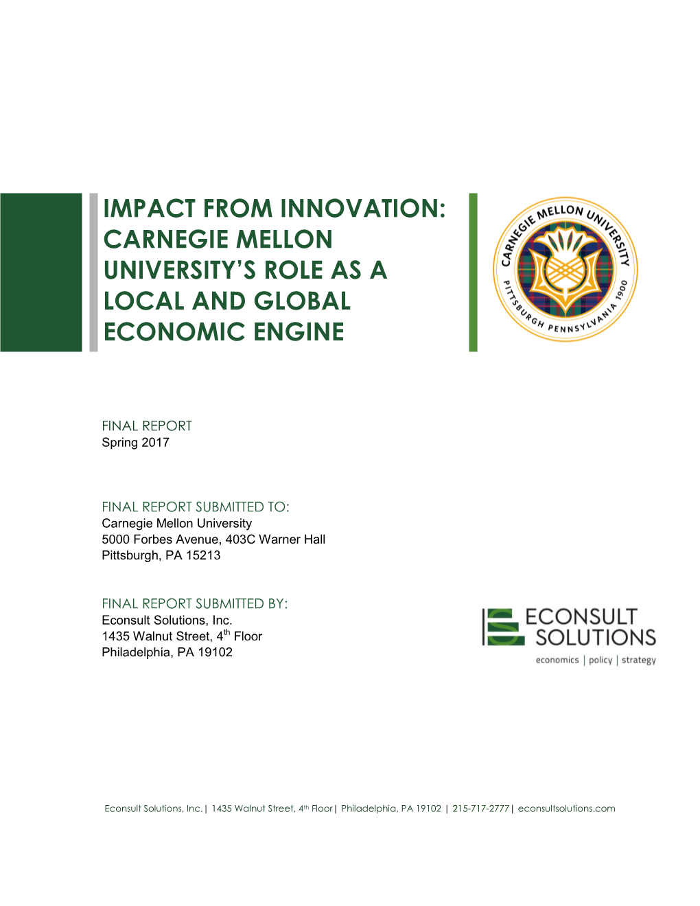 Carnegie Mellon University's Role As a Local and Global Economic Engine