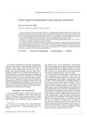 Chiari Type II Malformation: Past, Present, and Future