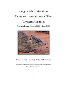 Fauna Recovery at Lorna Glen, Western Australia