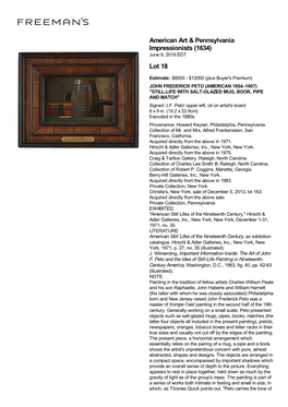 American Art & Pennsylvania Impressionists (1634) Lot 18