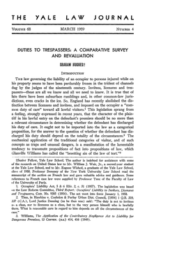 Duties to Trespassers: a Comparative Survey and Revaluation