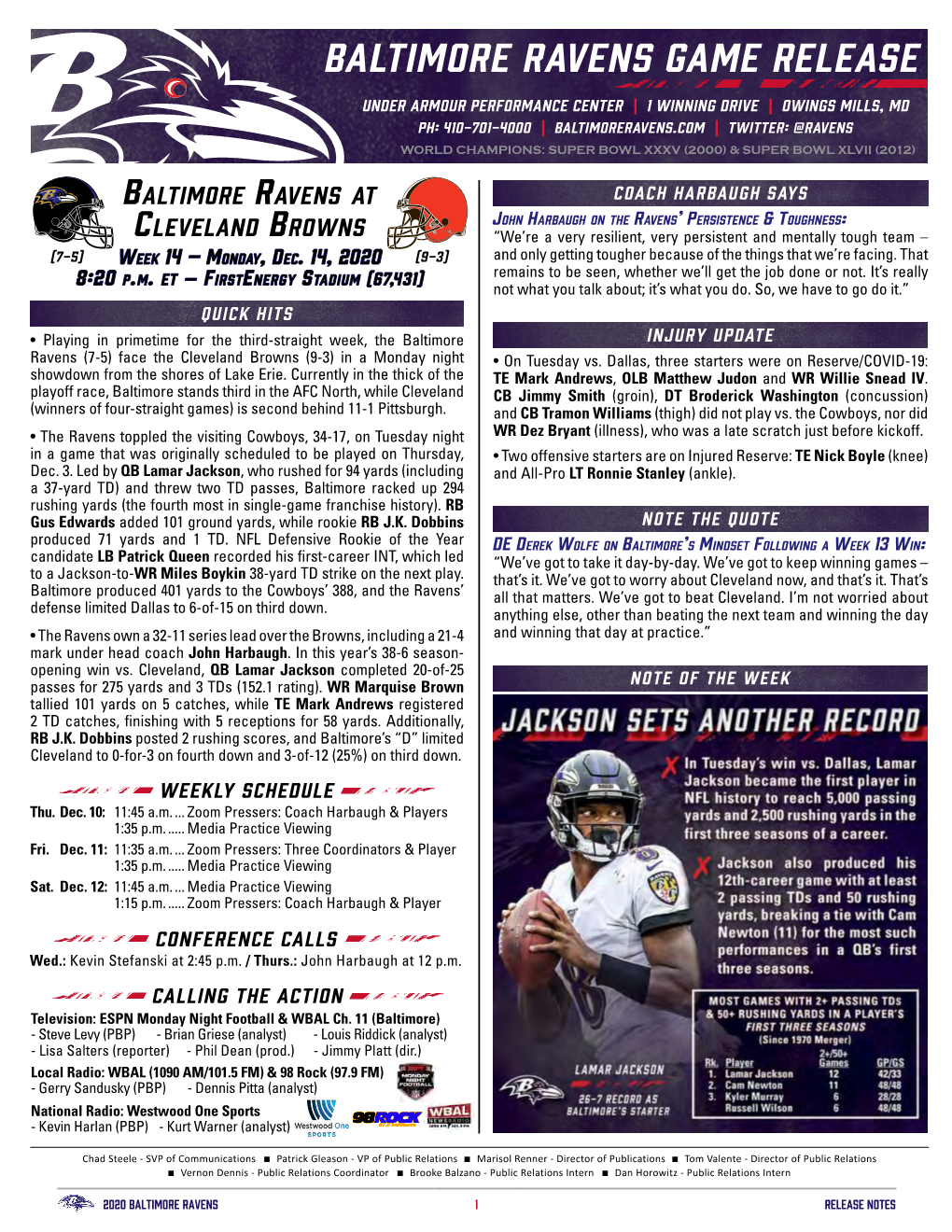 Baltimore Ravens Game Release