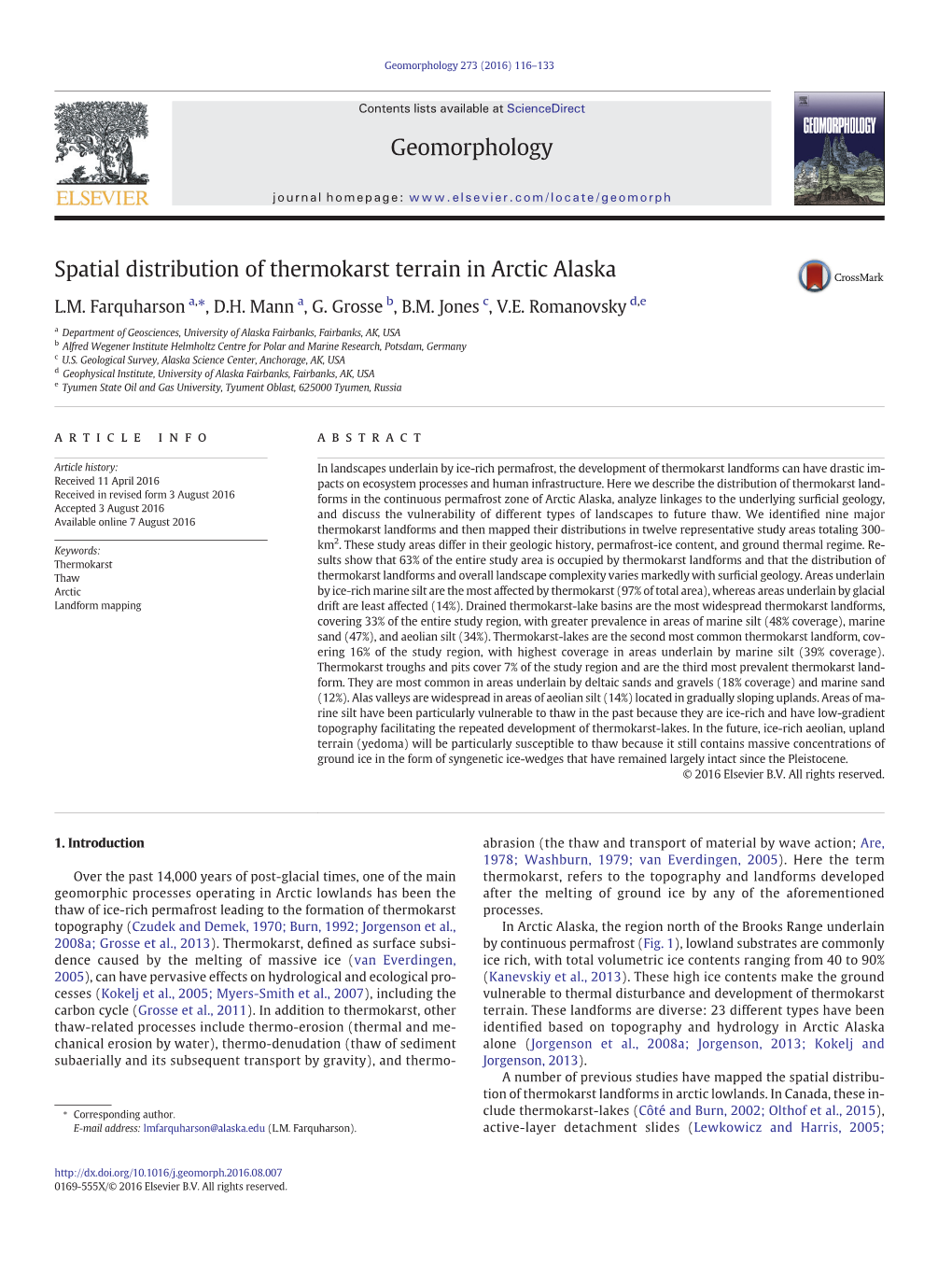 Spatial Distribution of Thermokarst Terrain in Arctic Alaska