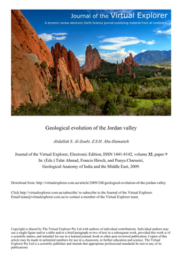Geological Evolution of the Jordan Valley