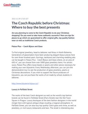 The Czech Republic Before Christmas: Where to Buy the Best Presents