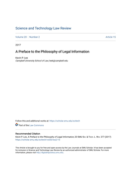 A Preface to the Philosophy of Legal Information