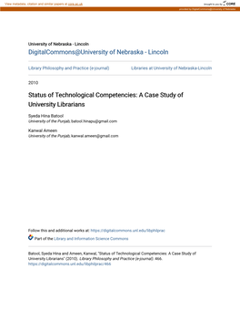 Status of Technological Competencies: a Case Study of University Librarians