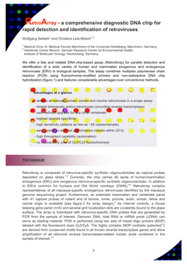 Retroarray - a Comprehensive Diagnostic DNA Chip for Rapid Detection and Identification of Retroviruses