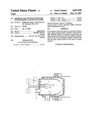 United States Patent (19) 11 Patent Number: 4,667,100 Lagna 45 Date of Patent: May 19, 1987