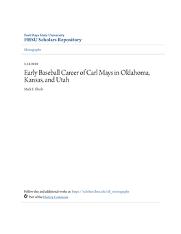 Early Baseball Career of Carl Mays in Oklahoma, Kansas, and Utah Mark E