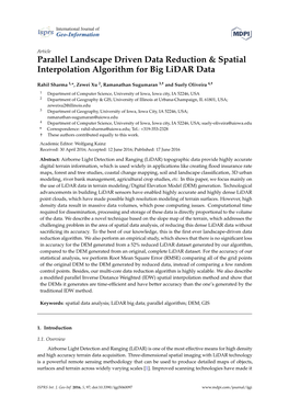 Parallel Landscape Driven Data Reduction & Spatial Interpolation Algorithm for Big Lidar Data