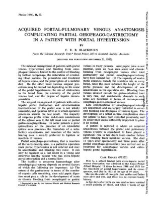 Acquired Portal-Pulmonary Venous Anastomosis Complicating Partial Oesophago-Gastrectomy in a Patient with Portal Hypertension by C