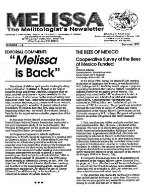 Melissa: the Melittologist's Newsletter