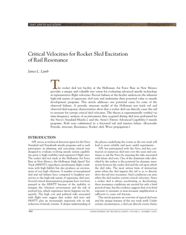 Critical Velocities for Rocket Sled Excitation of Rail Resonance