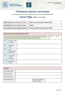 Threatened Species Nomination Form (Version Nov 2015)