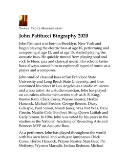 John Patitucci Biography 2020