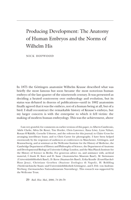 The Anatomy of Human Embryos and the Norms of Wilhelm His