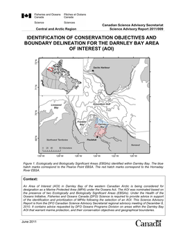 Identification of Conservation Objectives and Boundary Delineation for the Darnley Bay Area of Interest (Aoi)