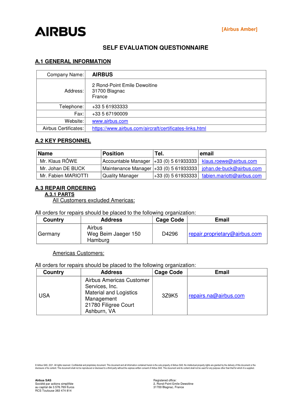 Self Evaluation Questionnaire